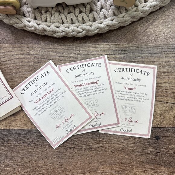 Berta Hummel Nativity Ornaments Set Camel Angel Standing Girl w Lute Goebel 2000 - Picture 2 of 9
